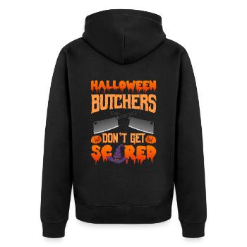 Halloween Butcher Halloween Butcher - Unisex Premium Organic Zip Hoodie - black - Back - Nico (187cm)