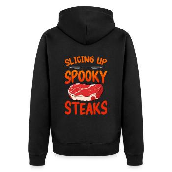 Halloween Butcher Halloween Butcher - Unisex Premium Organic Zip Hoodie - black - Back - Nico (187cm)