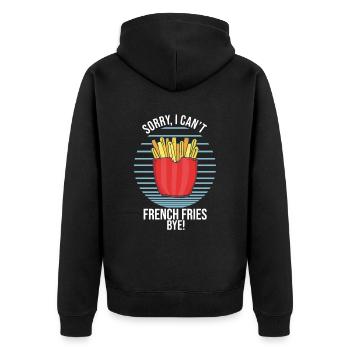 Lustige Pommes Lustig French Fries - Unisex Premium Bio Zip Hoodie - Schwarz - Hinten - Nico (187cm)