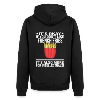 Lustige Pommes Lustig French Fries - Unisex Premium Bio Zip Hoodie - Schwarz - Hinten - Nico (187cm)