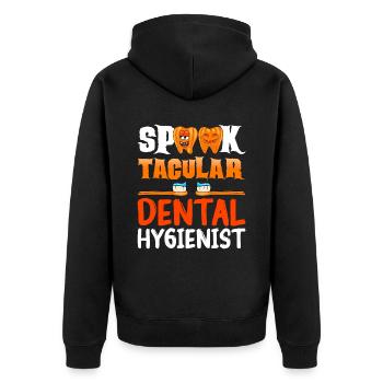 Zahnarzt Halloween Zahnarzthelferin - Unisex Premium Bio Zip Hoodie - Schwarz - Hinten - Nico (187cm)