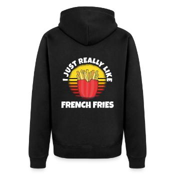 Frites drôles Frites drôles - Veste à capuche bio Premium Unisexe - noir - Dos - Nico (187cm)