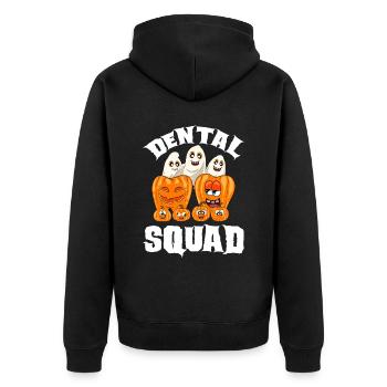 Zahnarzt Halloween Zahnarzthelferin - Unisex Premium Bio Zip Hoodie - Schwarz - Hinten - Nico (187cm)