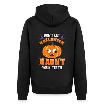Zahnarzt Halloween Zahnarzthelferin - Unisex Premium Bio Zip Hoodie - Schwarz - Hinten - Nico (187cm)