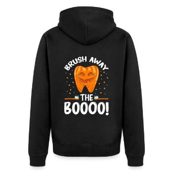 Zahnarzt Halloween Zahnarzthelferin - Unisex Premium Bio Zip Hoodie - Schwarz - Hinten - Nico (187cm)