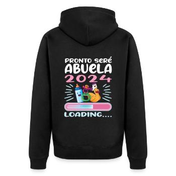Oma 2024 werdende Oma 2024 Loading - Unisex Premium Bio Zip Hoodie - Schwarz - Hinten - Nico (187cm)