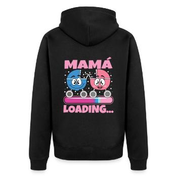 scMama 2024 Expectant Mother Pregnancy - Unisex Premium Organic Zip Hoodie - black - Back - Nico (187cm)