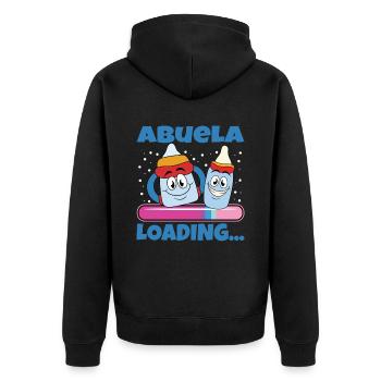 Oma 2024 werdende Oma 2024 Loading - Unisex Premium Bio Zip Hoodie - Schwarz - Hinten - Nico (187cm)