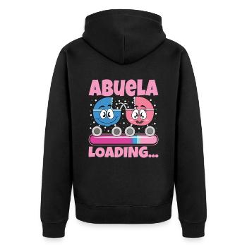 Oma 2024 werdende Oma 2024 Loading - Unisex Premium Bio Zip Hoodie - Schwarz - Hinten - Nico (187cm)
