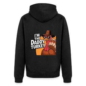 Papa Dinde Thanksgiving - Veste à capuche bio Premium Unisexe - noir - Dos - Nico (187cm)