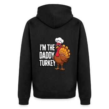 Papa Dinde Thanksgiving - Veste à capuche bio Premium Unisexe - noir - Dos - Nico (187cm)