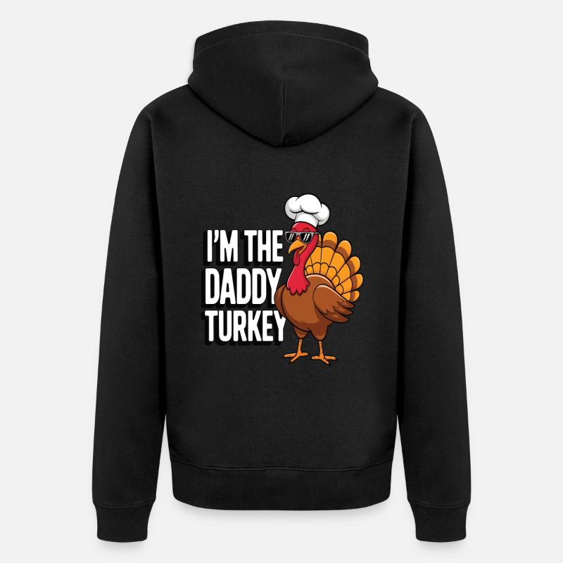 Papa Dinde Thanksgiving - Veste à capuche bio Premium Unisexe - noir