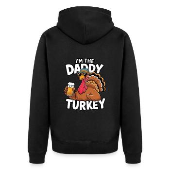 Papa Dinde Thanksgiving - Veste à capuche bio Premium Unisexe - noir - Dos - Nico (187cm)