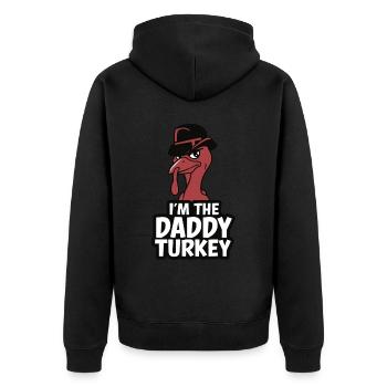 Daddy Turkey Thanksgiving - Unisex Premium Bio Zip Hoodie - Schwarz - Hinten - Nico (187cm)