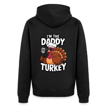 Papa Dinde Thanksgiving - Veste à capuche bio Premium Unisexe - noir - Dos - Nico (187cm)