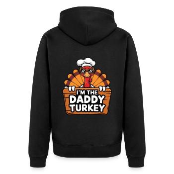 Papa Dinde Thanksgiving - Veste à capuche bio Premium Unisexe - noir - Dos - Nico (187cm)