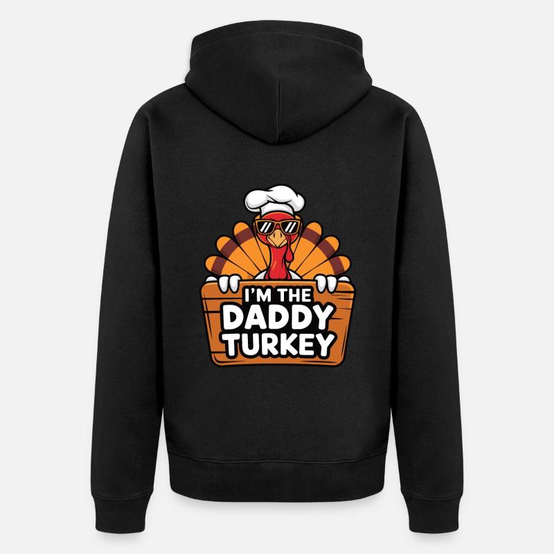 Papa Dinde Thanksgiving - Veste à capuche bio Premium Unisexe - noir