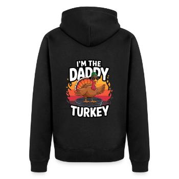 Papa Dinde Thanksgiving - Veste à capuche bio Premium Unisexe - noir - Dos - Nico (187cm)