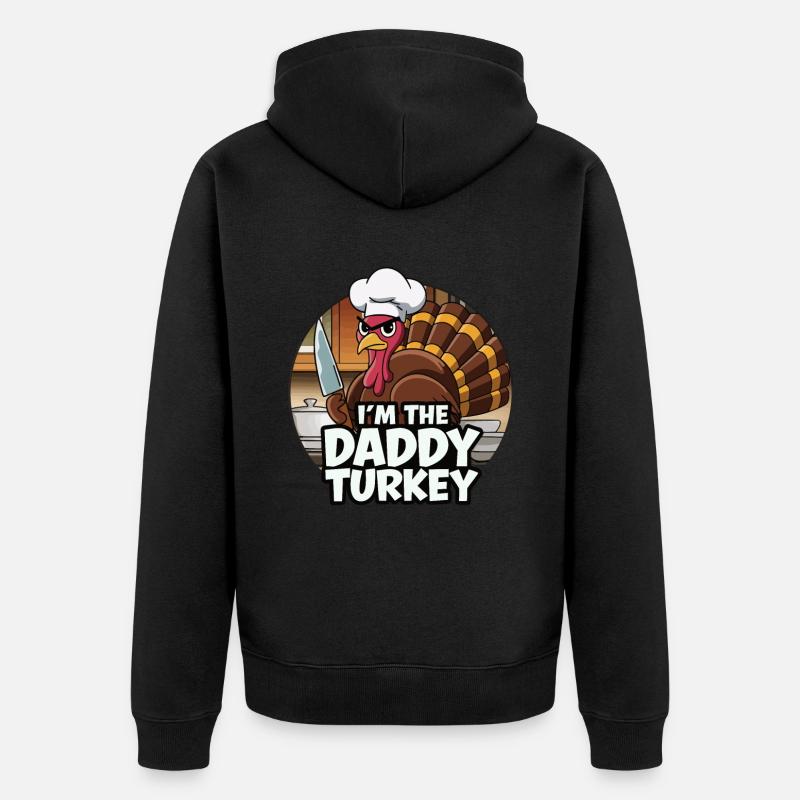 Papa Dinde Thanksgiving - Veste à capuche bio Premium Unisexe - noir