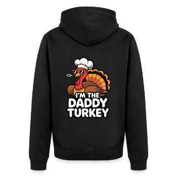 Papa Dinde Thanksgiving - Veste à capuche bio Premium Unisexe - noir - Dos - Nico (187cm)