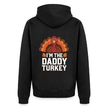 Papa Dinde Thanksgiving - Veste à capuche bio Premium Unisexe - noir - Dos - Nico (187cm)