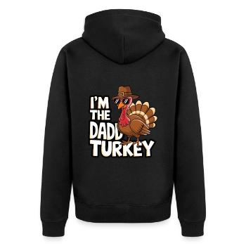 Papa Dinde Thanksgiving - Veste à capuche bio Premium Unisexe - noir - Dos - Nico (187cm)