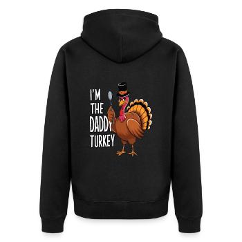 Papa Dinde Thanksgiving - Veste à capuche bio Premium Unisexe - noir - Dos - Nico (187cm)