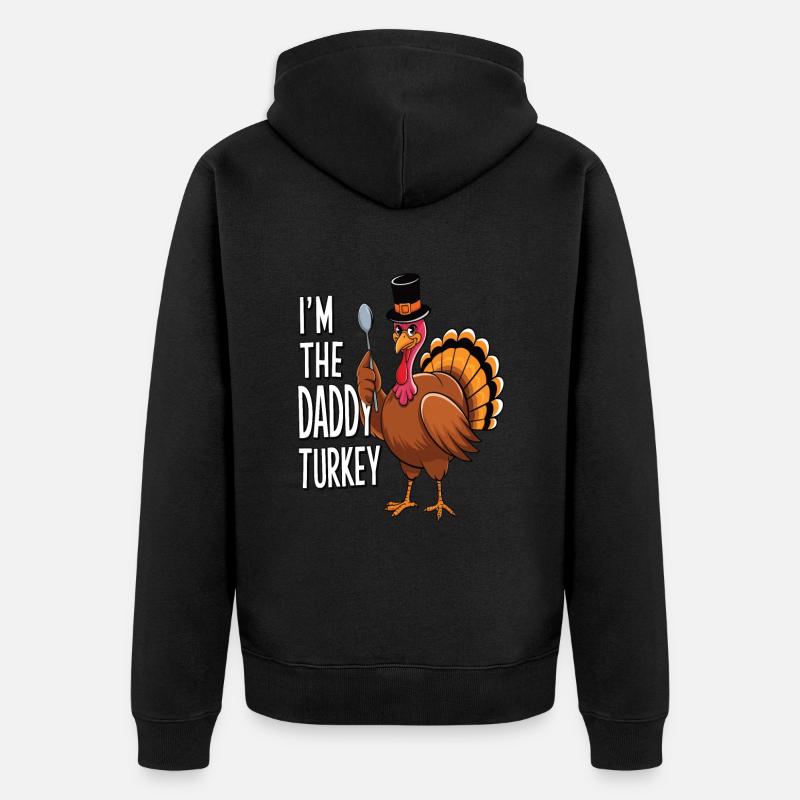 Papa Dinde Thanksgiving - Veste à capuche bio Premium Unisexe - noir