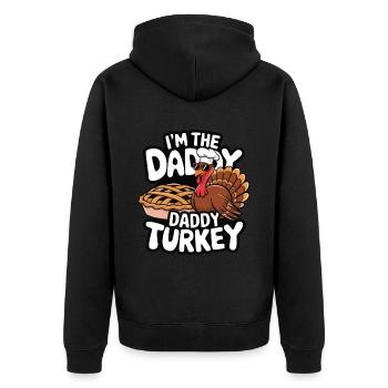 Papa Dinde Thanksgiving - Veste à capuche bio Premium Unisexe - noir - Dos - Nico (187cm)