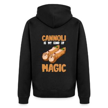 Cannoli Cannolo - Unisex Premium Bio Zip Hoodie - Schwarz - Hinten - Nico (187cm)