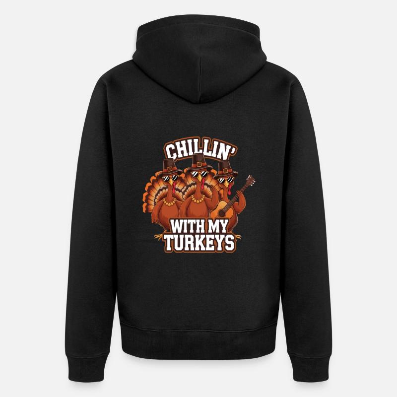 Dinde drôle de Thanksgiving - Veste à capuche bio Premium Unisexe - noir