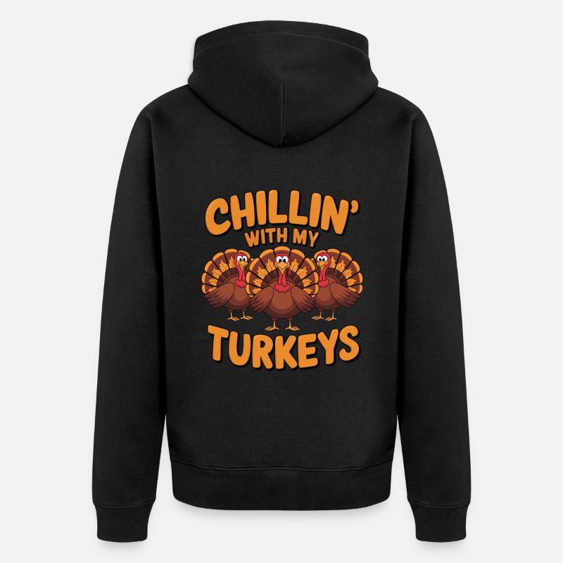 Dinde drôle de Thanksgiving - Veste à capuche bio Premium Unisexe - noir