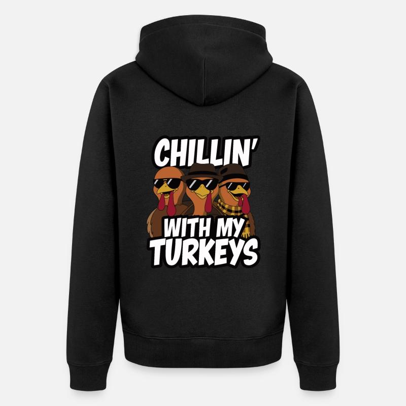 Dinde drôle de Thanksgiving - Veste à capuche bio Premium Unisexe - noir