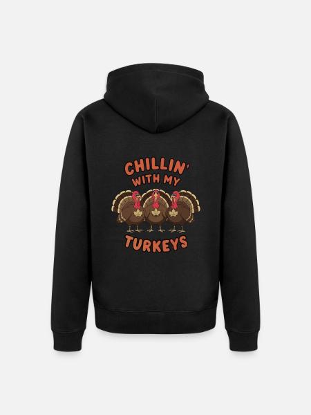 Lustiger Thanksgiving Truthahn - Unisex Premium Bio Zip Hoodie - Schwarz