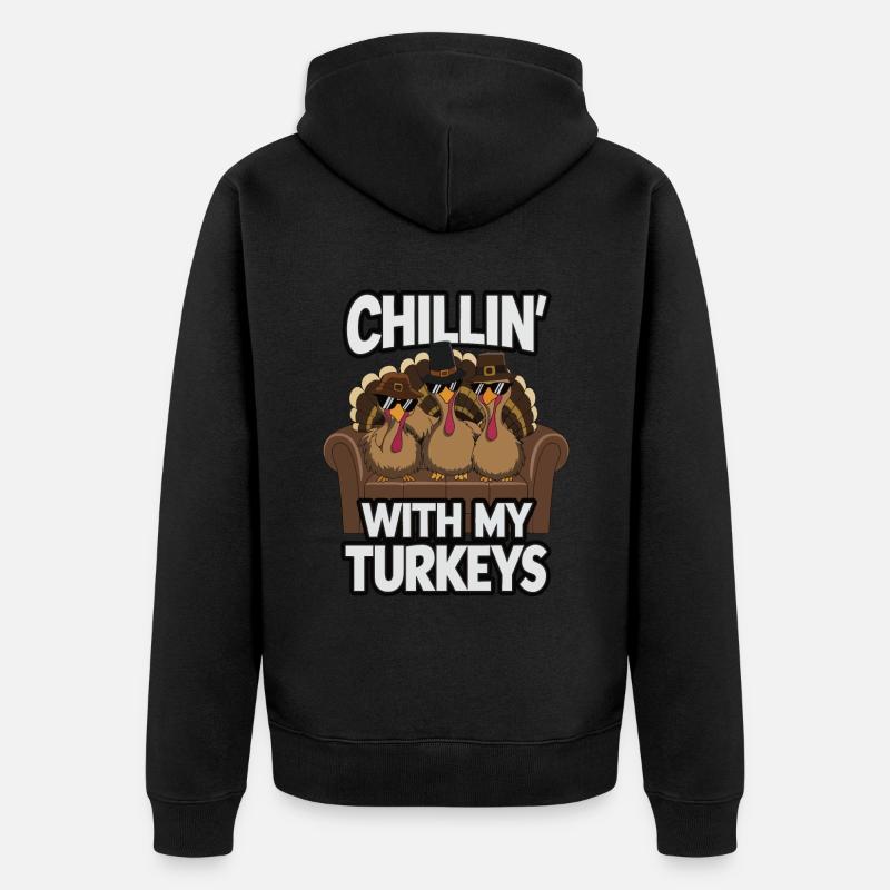 Dinde drôle de Thanksgiving - Veste à capuche bio Premium Unisexe - noir