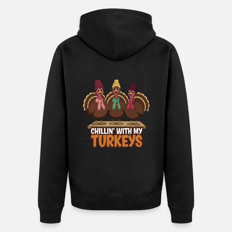 Dinde drôle de Thanksgiving - Veste à capuche bio Premium Unisexe - noir