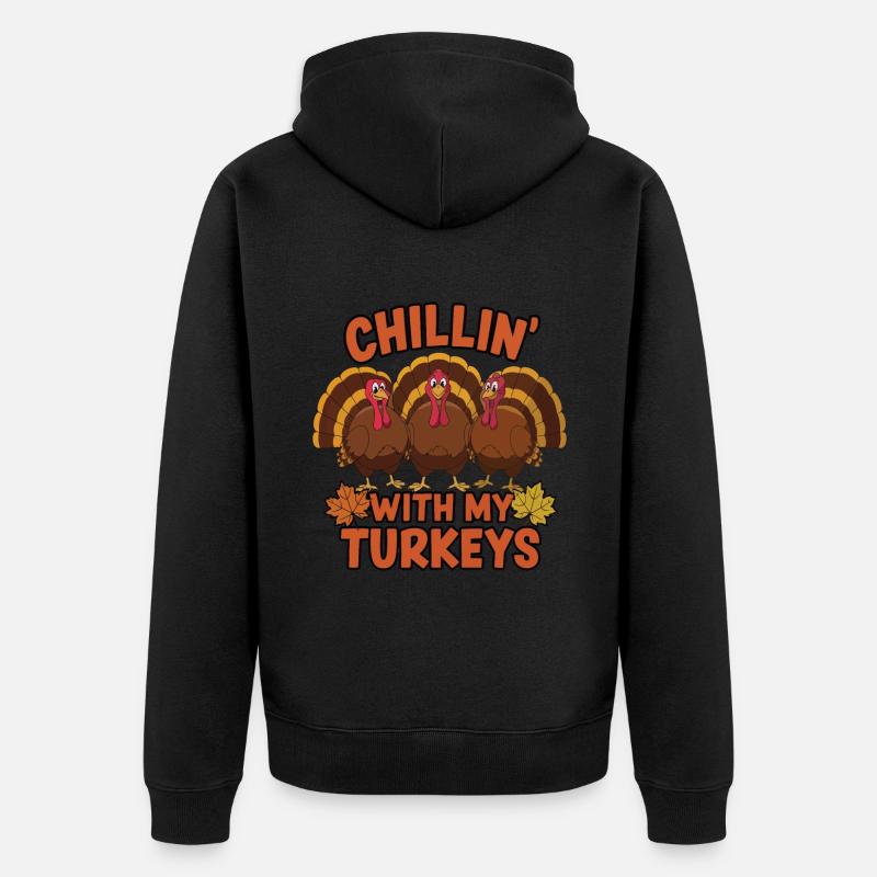 Dinde drôle de Thanksgiving - Veste à capuche bio Premium Unisexe - noir