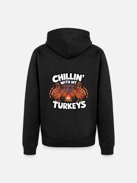 Lustiger Thanksgiving Truthahn - Unisex Premium Bio Zip Hoodie - Schwarz