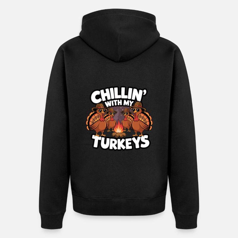 Dinde drôle de Thanksgiving - Veste à capuche bio Premium Unisexe - noir