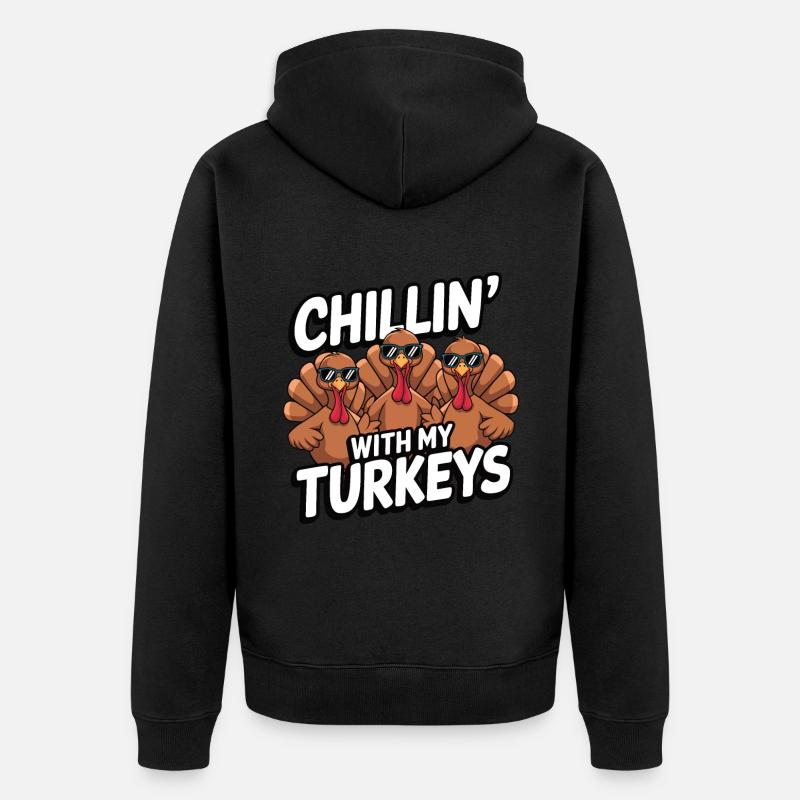 Dinde drôle de Thanksgiving - Veste à capuche bio Premium Unisexe - noir