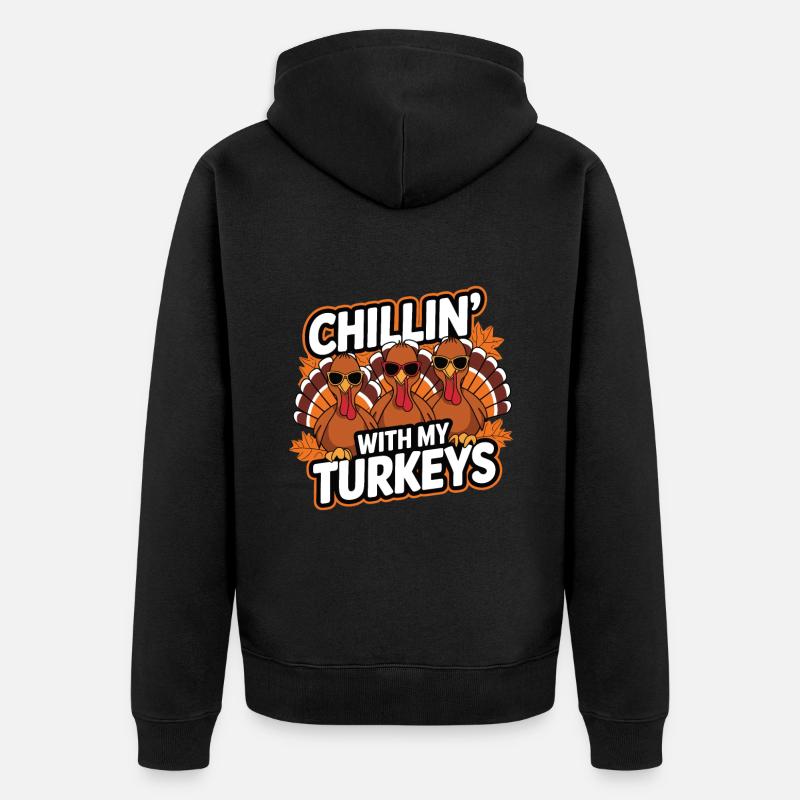 Dinde drôle de Thanksgiving - Veste à capuche bio Premium Unisexe - noir