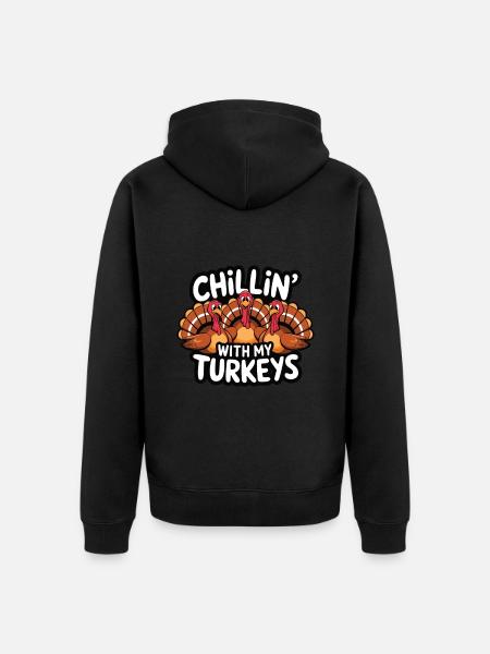 Dinde drôle de Thanksgiving - Veste à capuche bio Premium Unisexe - noir