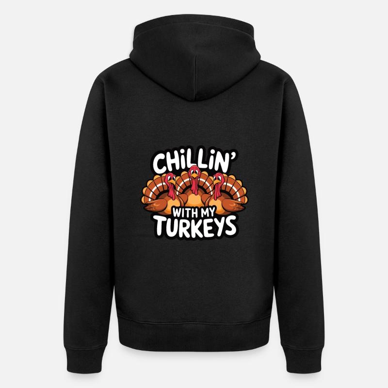 Dinde drôle de Thanksgiving - Veste à capuche bio Premium Unisexe - noir