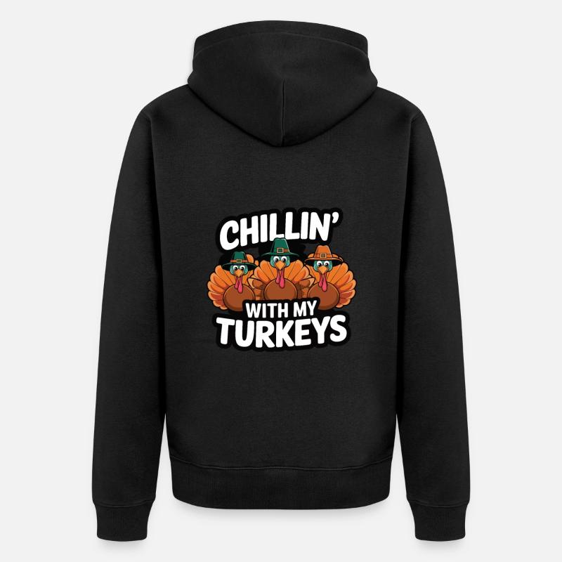 Dinde drôle de Thanksgiving - Veste à capuche bio Premium Unisexe - noir