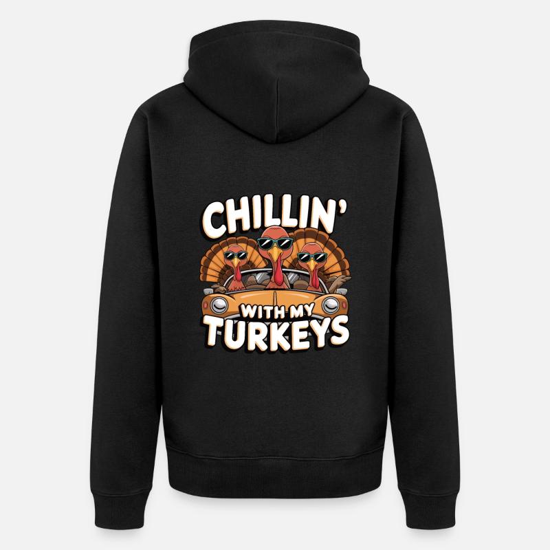 Dinde drôle de Thanksgiving - Veste à capuche bio Premium Unisexe - noir