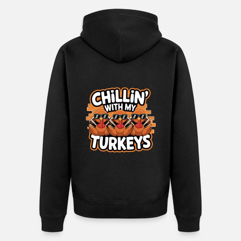 Dinde drôle de Thanksgiving - Veste à capuche bio Premium Unisexe - noir