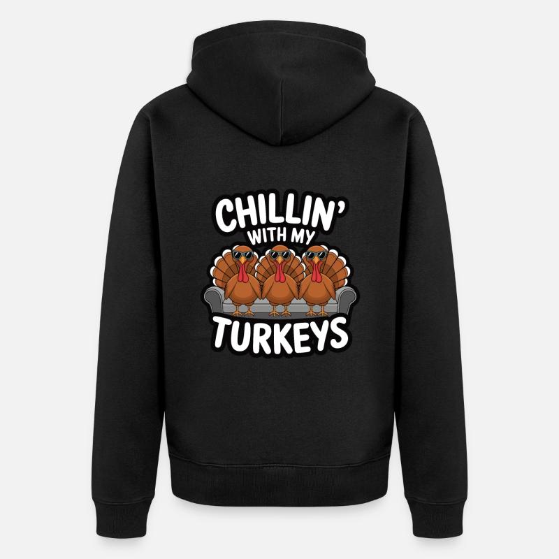 Dinde drôle de Thanksgiving - Veste à capuche bio Premium Unisexe - noir