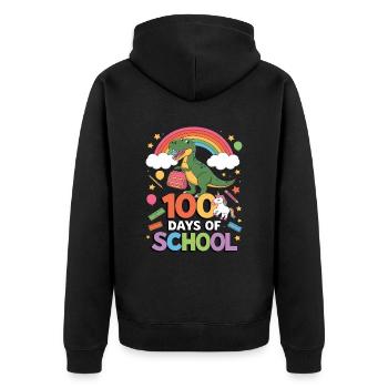 100e jour d’école 100 jour d’école des enfants - Veste à capuche bio Premium Unisexe - noir - Dos - Nico (187cm)