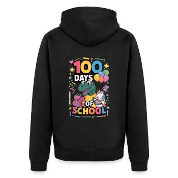 100e jour d’école 100 jour d’école des enfants - Veste à capuche bio Premium Unisexe - noir - Dos - Nico (187cm)