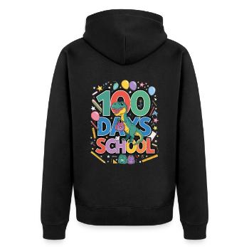 100th Day Of School 100 Day Of School Kids - Unisex Premium Organic Zip Hoodie - black - Back - Nico (187cm)